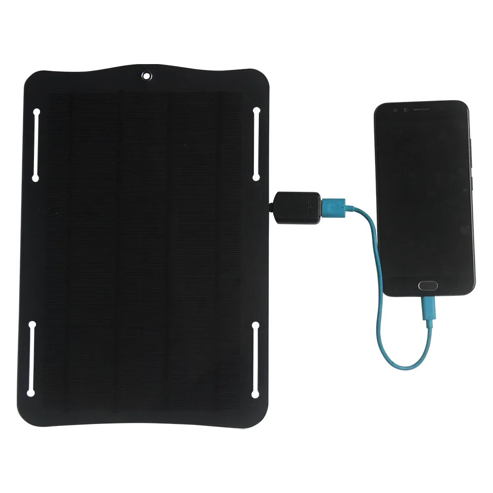 10W 5V Solar Panel Power Bank Charger Portable Phone Charger for Outdoor Emergency Solar Battery Panel Kit with USB Output Black