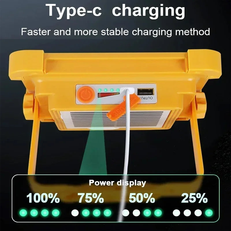 Solar Powered Led Streetlight Outdoor Portable Waterproof Flashlight Reflector Spotlight Projector Floodlight Construction Light