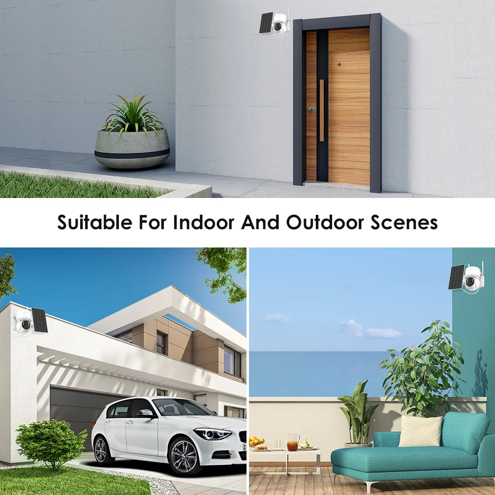 Solar Camera Wifi Outdoor 1080P PIR Human Detection Wireless Surveillance IP Cameras With Solar Panel 7800mAh Recharge Battery