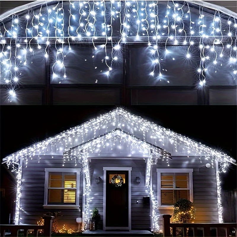 Solar Christmas String Light Outdoor Waterproof Garden Decor 96 Leds Curtain Lamp for Windows Stairs Wedding Home Fairy Light