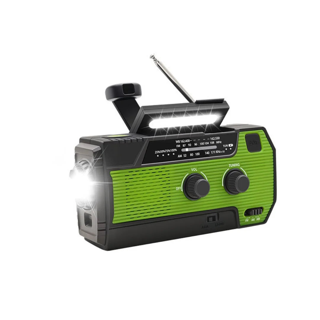 Hand Crank Solar Emergency Radio – Portable FM/AM/NOAA Weather Radio with Power Bank, Flashlight & Phone Charger