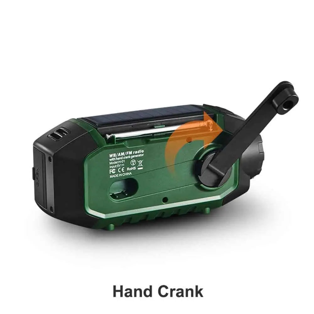 USB Charger Solar Power Emergency Radio with Flashlight SOS Alarm AM/FM/WB Radio Power Bank Multifunctional Bluetooth Speaker