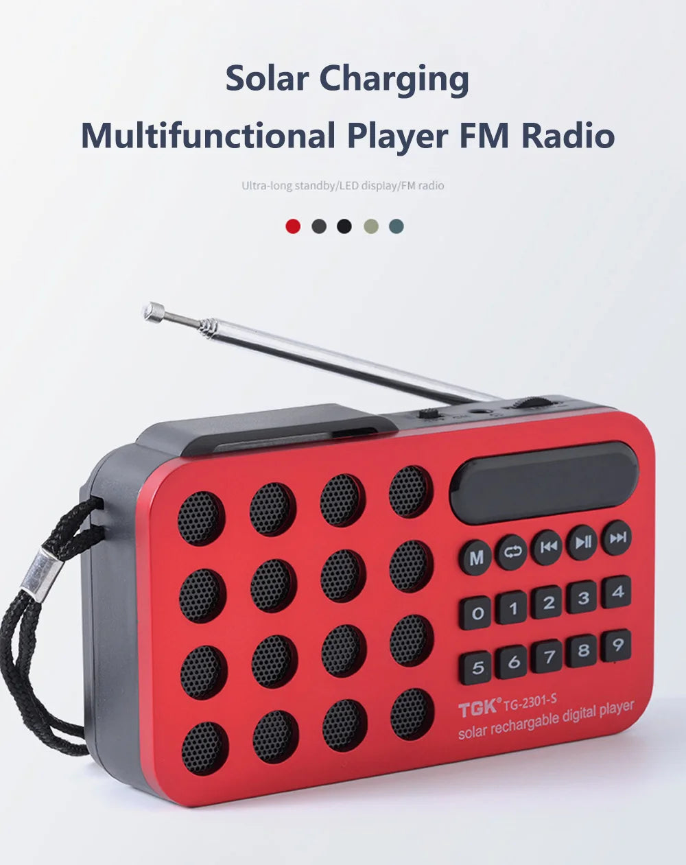 Solar Charging Portable FM Receiver Radio With Bluetooth Wireless Speaker Support USB TF Card MP3 Music Play Radio FM Receiver