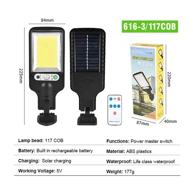Solar Street Lights Outdoor 108COB LED Solar Wall Lamp With 3 Lighting Mode Motion Sensor Security for Garden Patio Path Yard