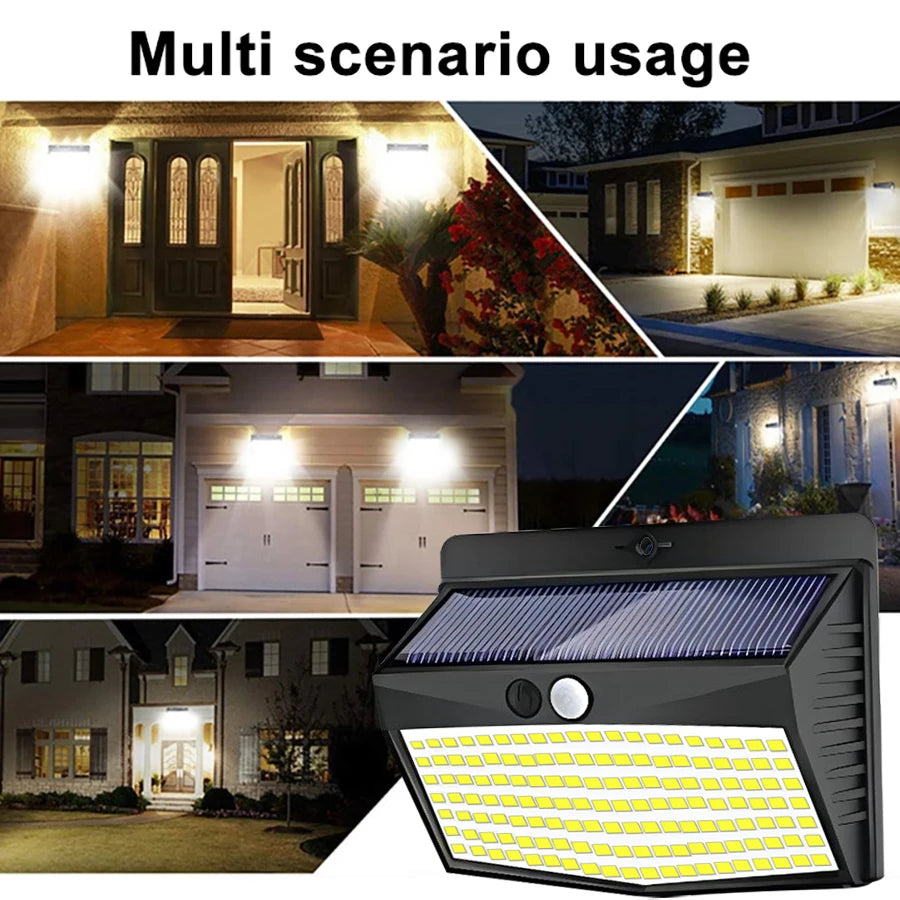 138 LED Solar Light Outdoor 4PCS Solar Wall Lamp Human Body Sensor 3 Mode Waterproof Garden Decor Street Lights Sunlight Powered