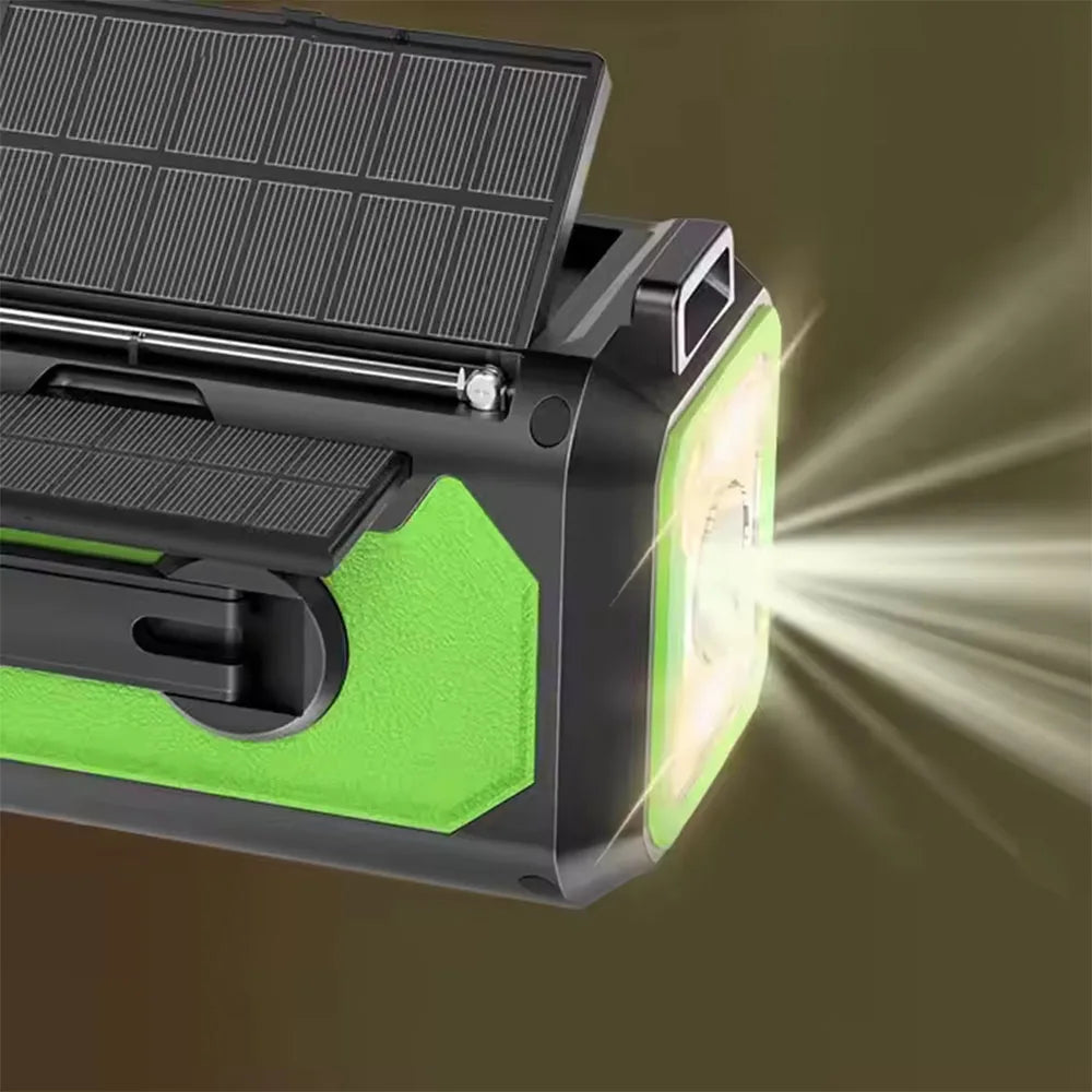 12000mAh AM/FM/NOAA Weather Radio with 2 Solar Panels Solar Hand Crank Portable Emergency Radio Reading Lamp for Outdoor Camping