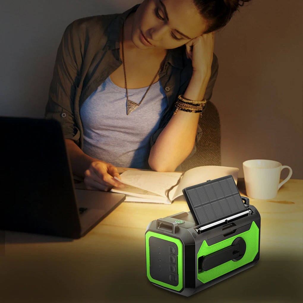 12000mAh Weather Radio AM/FM/NOAA Multifunction Radio Hand Crank Solar Portable Emergency Radio Reading Lamp for Outdoor Camping
