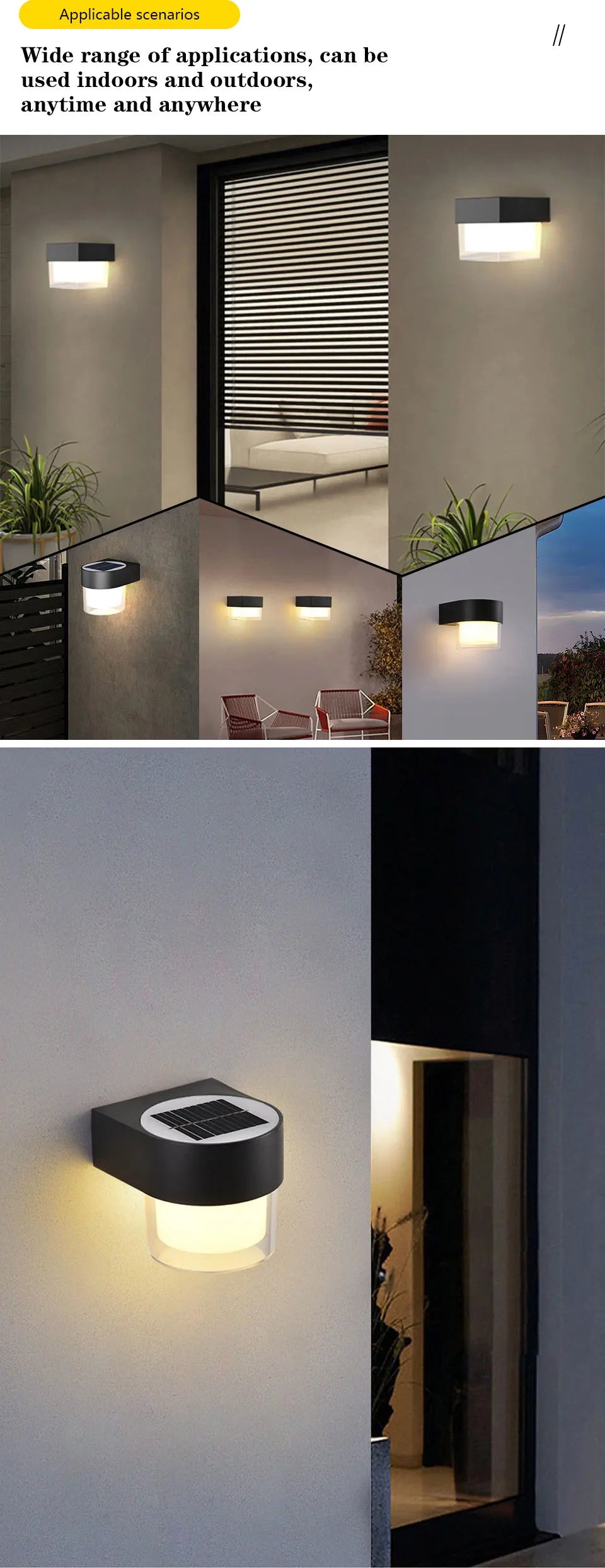 Solar LED Wall Lights Outdoor Solar Lamp Solar Powered Sunlight Street Light Garden Courtyard Waterproof Wall Light