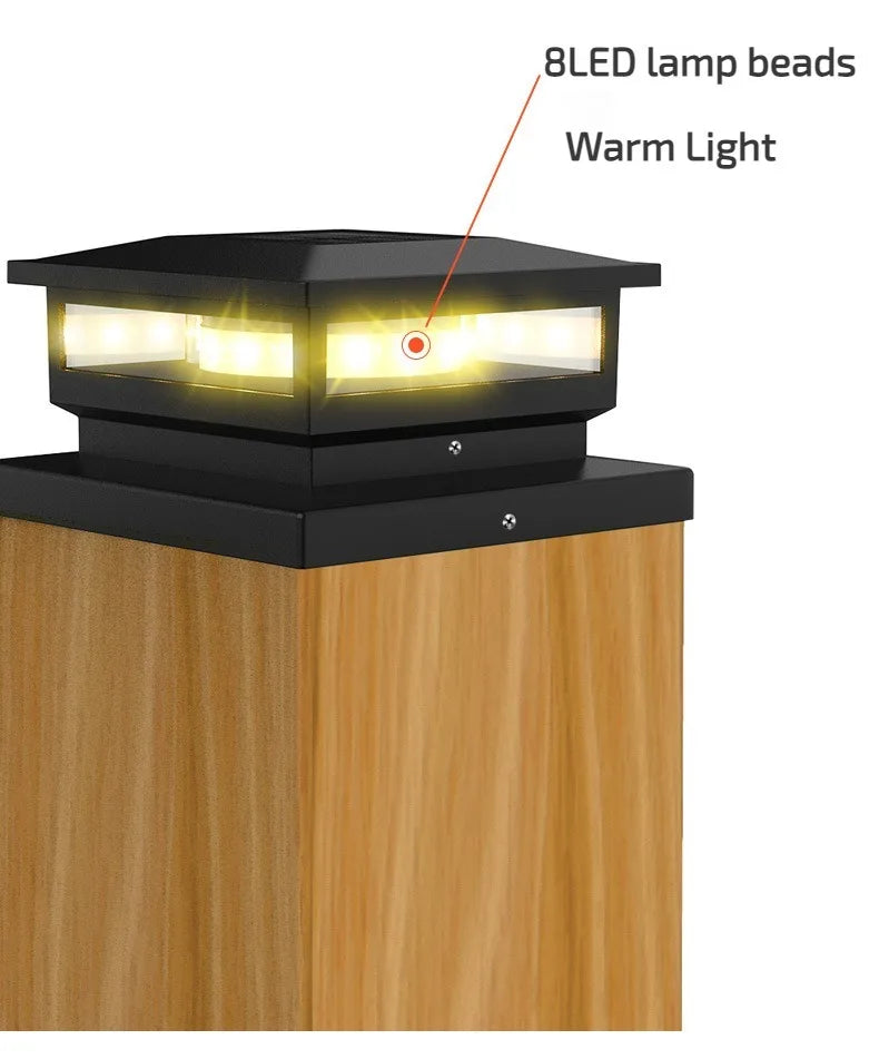 Solar Light Outdoor Waterproof Solar Post Light Villa Column Lamp Fence Gate Pillar Head LED Lamp For House Gate Patio Garden