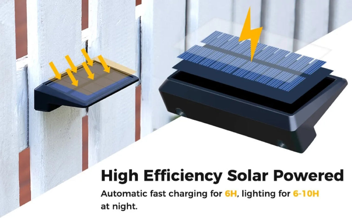 2 Pack Solar Wall Lights 4 LED Solar Fence Lights Outdoor Waterproof Solar Deck Lights Wall Lights for Fence Post Yard Pathway