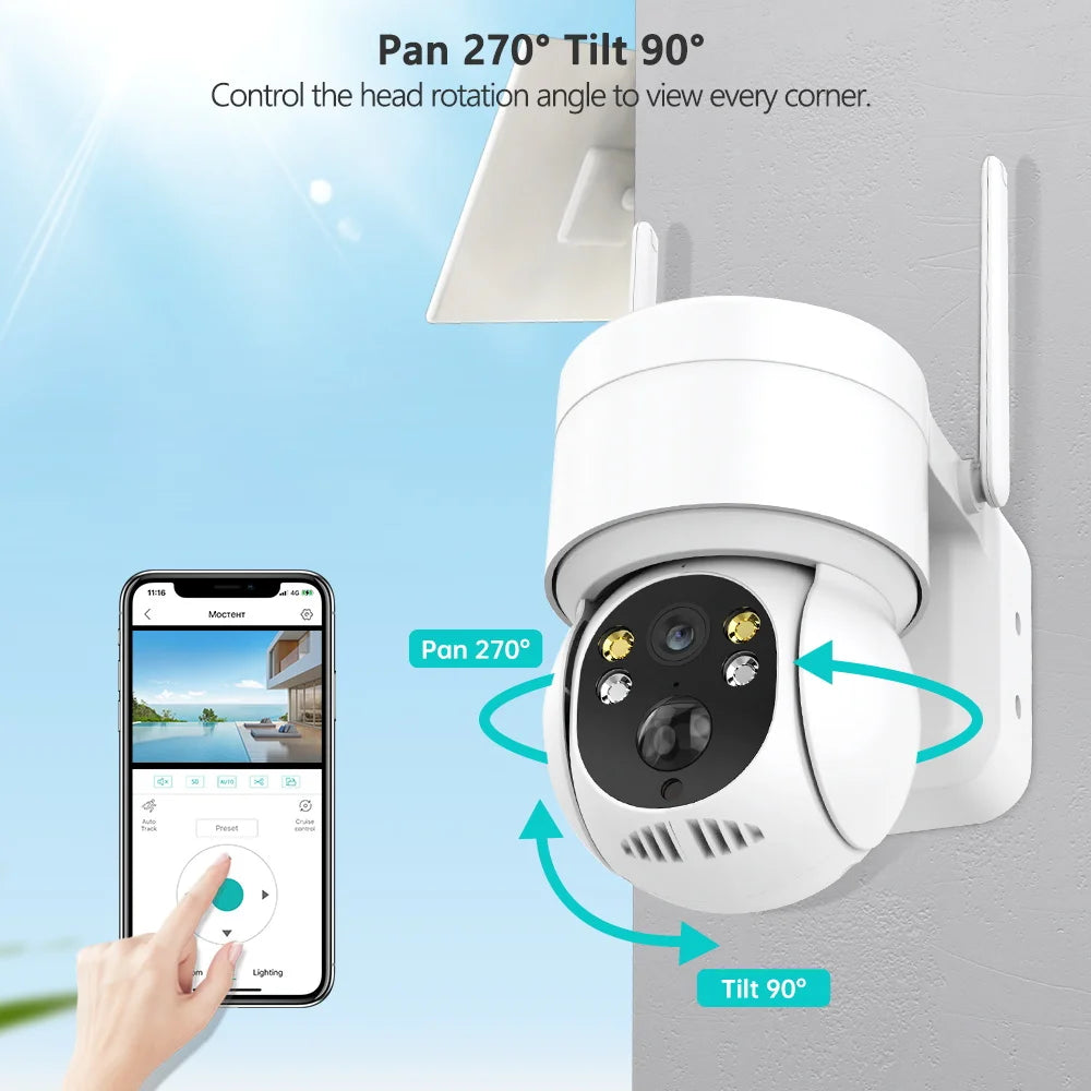 Solar Camera Wifi Outdoor 1080P PIR Human Detection Wireless Surveillance IP Cameras With Solar Panel 7800mAh Recharge Battery