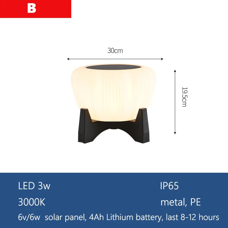 Outdoor Pillar Light Solar Powered Energy Saving IP65 Post Cap Lamp Auto Dusk-to-Dawn Sensor for Garden Villa Gate Pathway Fence