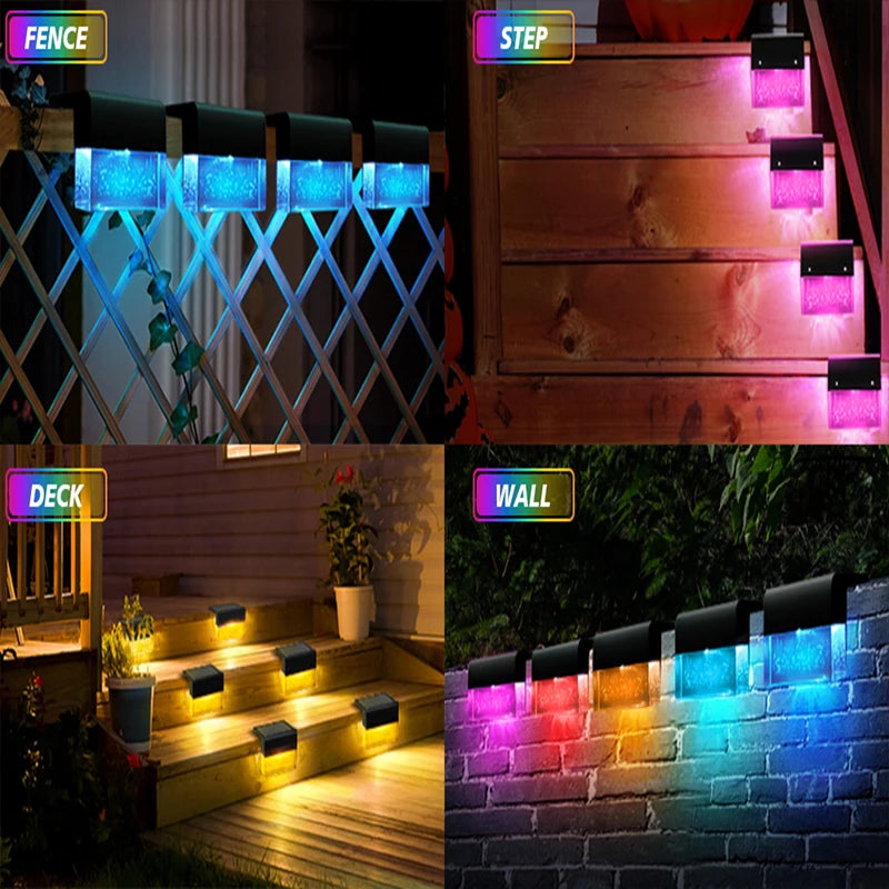 Solar Deck Lights Fence Lights Outdoor Step Lights Waterproof Solar Lights for Railing Stairs Step Fence Yard Patio and Pathway