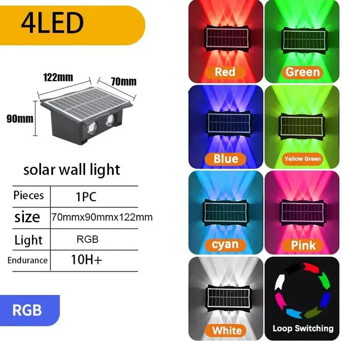 Solar Wall Lamp Outdoor Waterproof Solar Powered Light UP and Down Illuminate Home Garden Yard Decoration Outside Sunlights