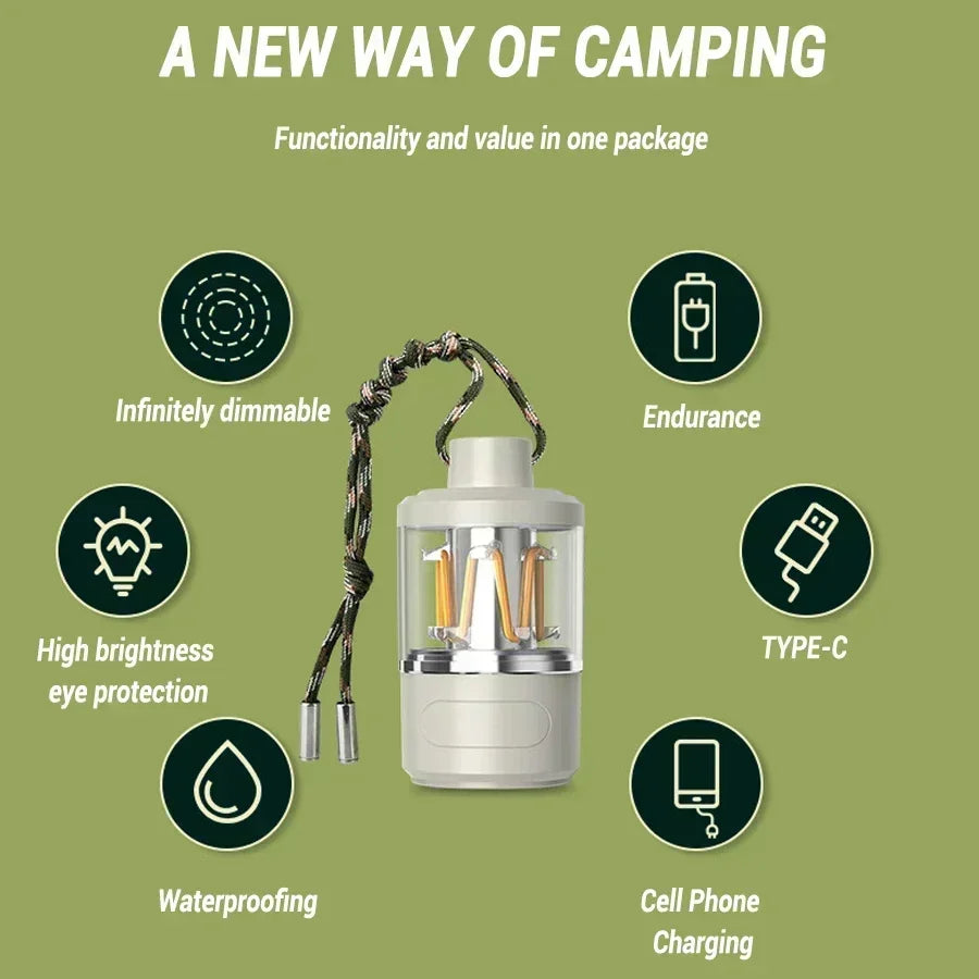 Solar Camp Lantern - IPX7 Waterproof with 360° Magnetic Base & Rechargeable