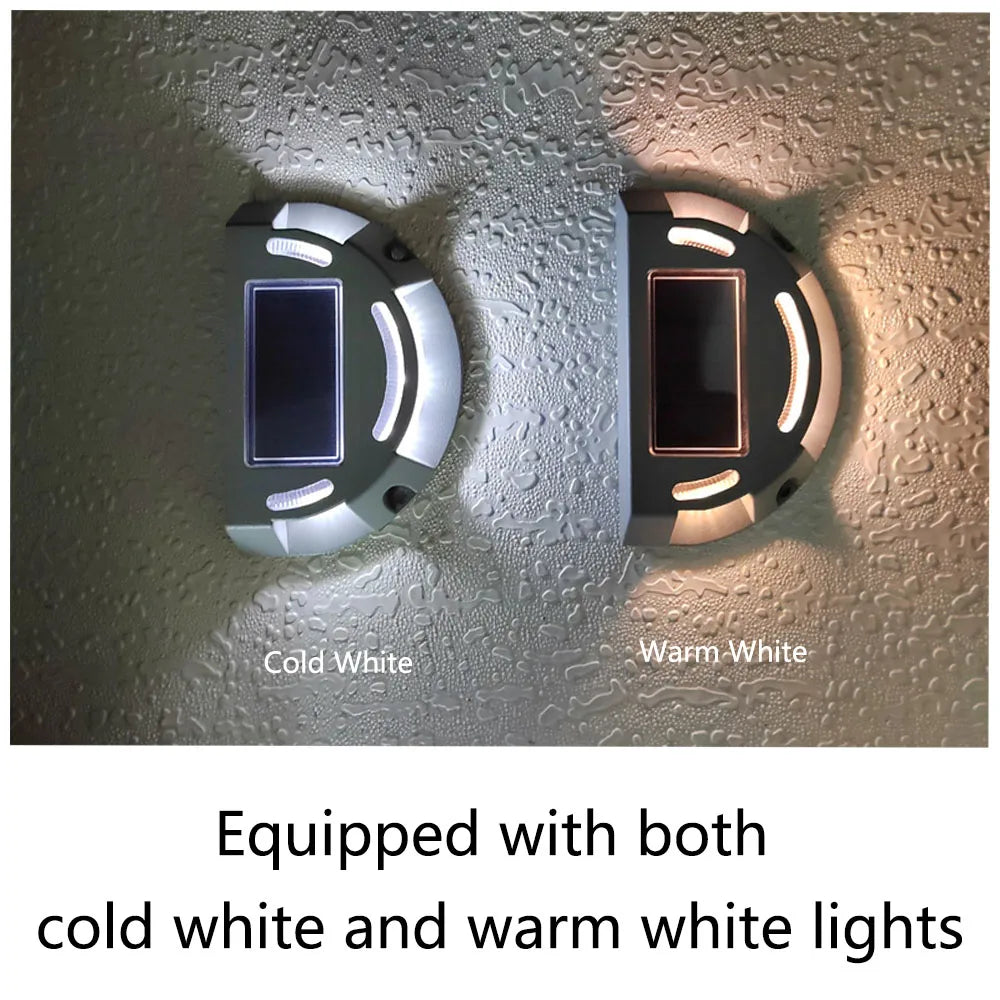 Solar Stair Step Light 2 Colors in 1 Outdoor Solar Deck Waterproof LED Driveway Marker Security Lamp Outside Pathway Garden Lamp