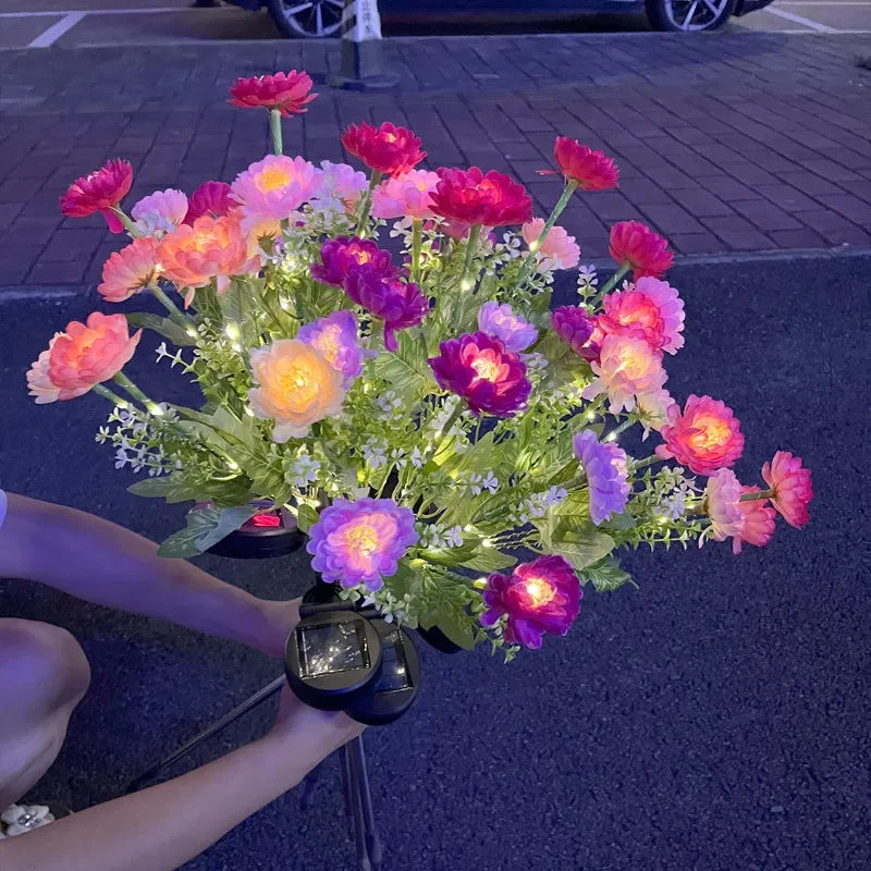 Solar Carnations Flower Lights Snow Lotus Outdoor Decoration Courtyard Garden Villa Atmosphere Lawn Ground Lights