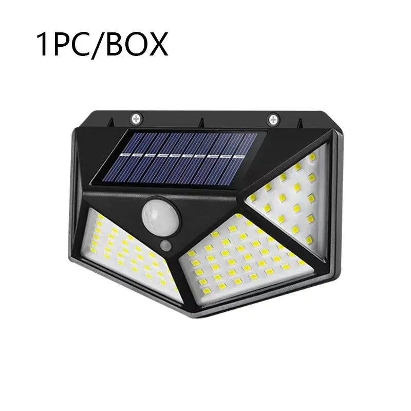 100LED Solar Lamp Wall Light Outdoor Lampwaterproof Motion Sensor Solar Indugtion for Garden Railing Yard Decorative Lamp