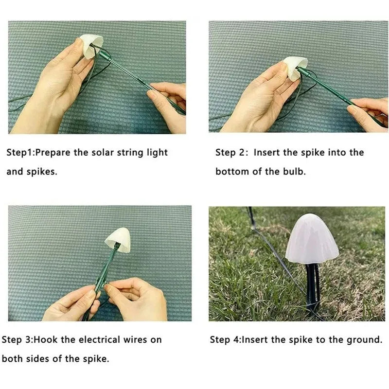 Solar Lights String Mushroom Lawn Fairy Lights LED Solar Lamps Outdoor For Garden Patio Terrace Path Landscape Decoration Lamps