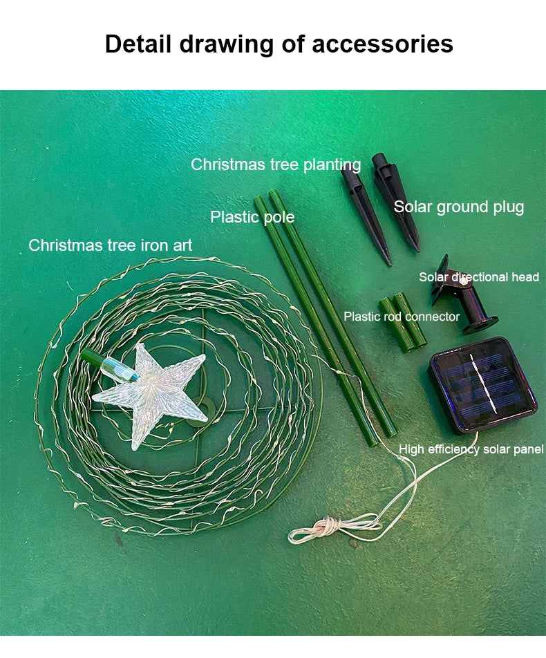 Solar Christmas Tree Lights Festive Dress Up Scene Layout Outdoor Garden Windproof IP65 Star Lights Decorative Lights
