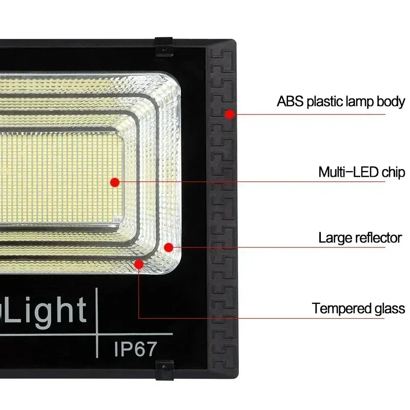30W/60W/100W200W Solar Flood Lights Remote Control Powered Spotlight Outdoor Waterproof IP67 Villa Street Lamp Adjustable Angle