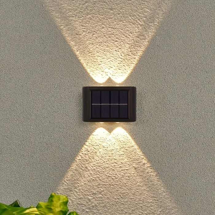 2PCS Solar Fence Lights Outdoor - 6/4 LED Dual-Sided Wall Lighting, Waterproof IP65 for Garden/Pathway Decor, Auto Dusk-to-Dawn