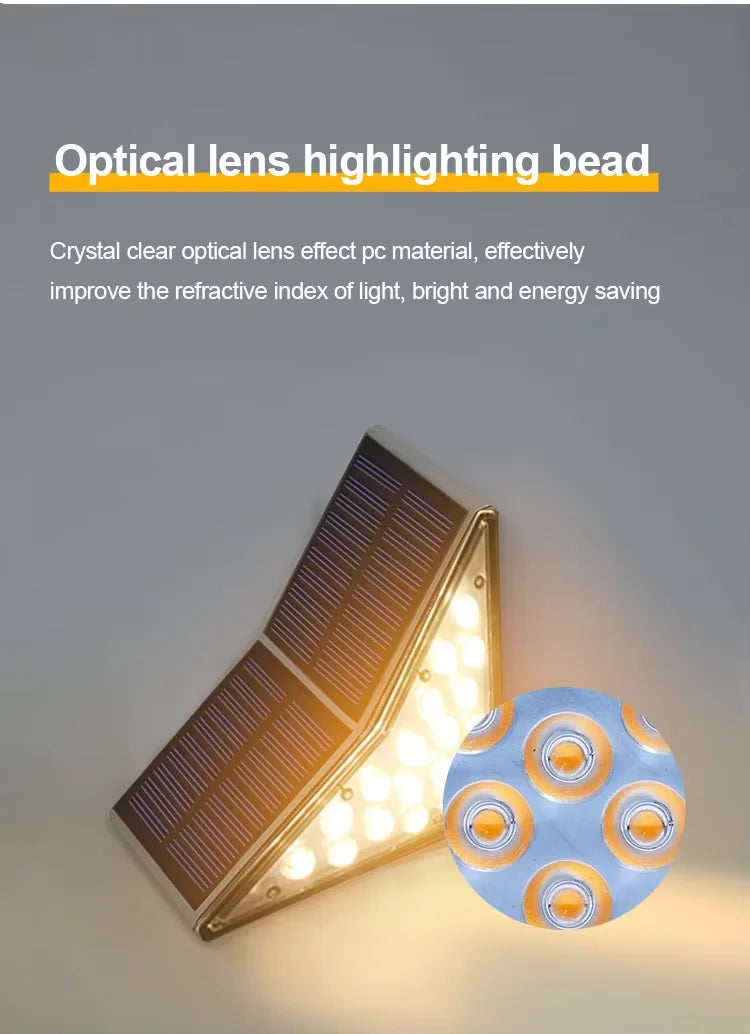 Solar Step Lights for Outside IP67 Waterproof Solar Stair Light Warm White Lighting Patio Garden Courtyard Door Sidewalk Decor