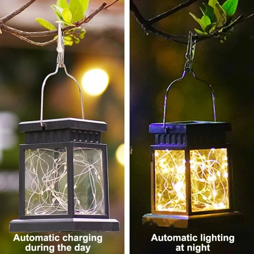 Waterproof Solar Hanging Lantern Luminous Atmosphere Simulated Candle Lanterns Hanging Night Lights Led Wind Lights
