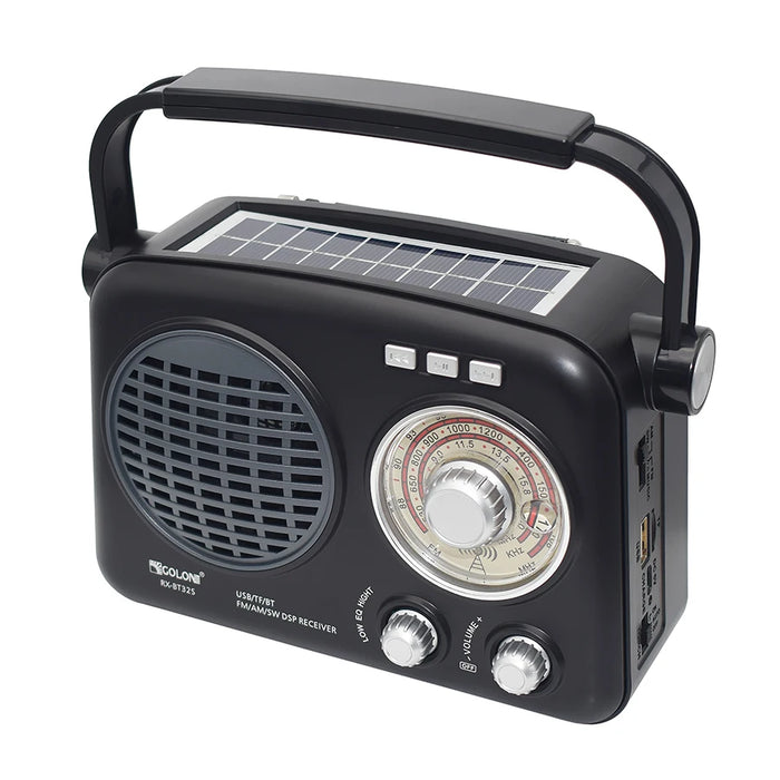 Solar radio FM AM SW 3-way player with mobile phone charging and flashlight MP3 USB TF card multi-function wireless Bluetooth