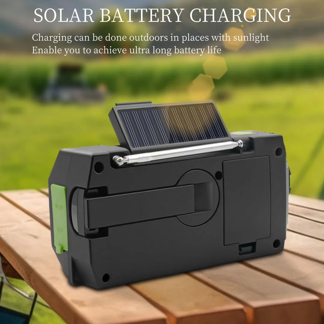 Hand Crank Solar Emergency Radio – Portable FM/AM/NOAA Weather Radio with Power Bank, Flashlight & Phone Charger