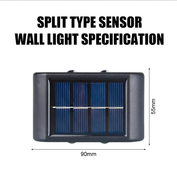 Christmas10/8/6/4LED Solar Wall Lamp Outdoor Waterproof Up and Down Luminous Lighting for Garden Fence Decoration Sunlight Light