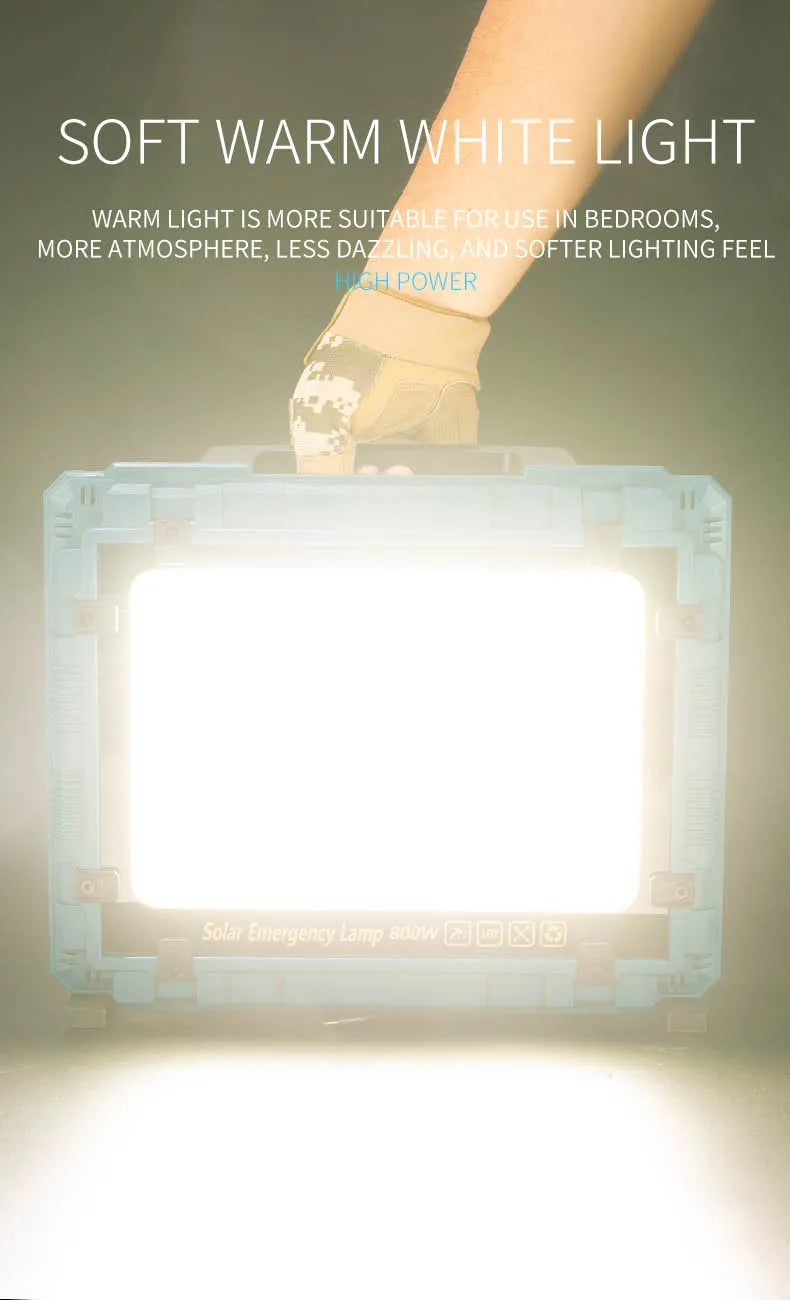 Rechargeable Solar Flood Light Outdoor Portable LED Reflector Spotlight IP66 Waterproof Camping Work Light Floodlight