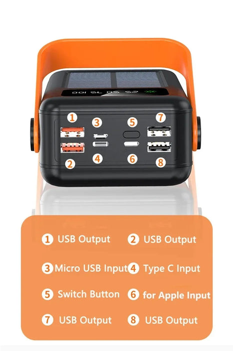 200000mAh Portátil Banco De Energia Solar Bateria Externa Carregamento Rápido à Prova Dwaterproof água Powerbank Com Lanterna