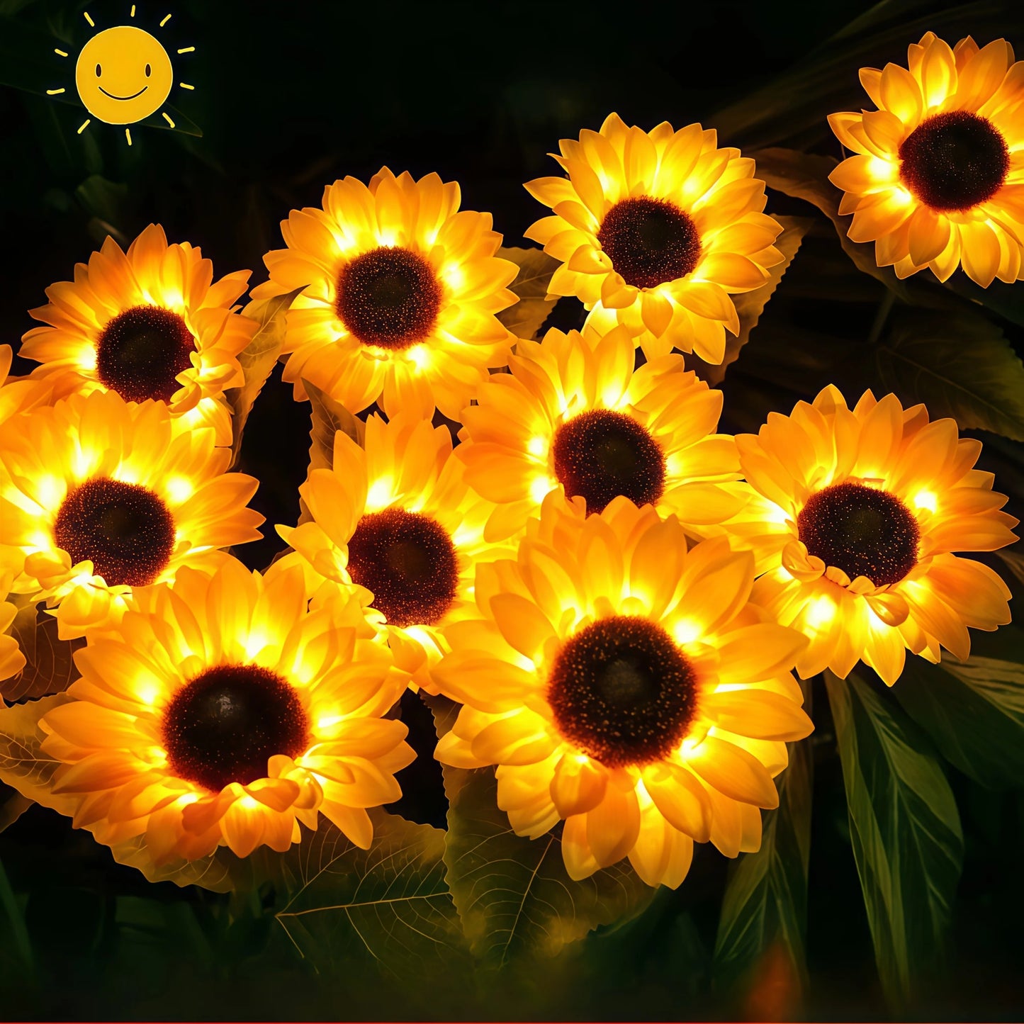 Solar Sunflower String Light LED Floral Vine Sunflower Garland Waterproof for Outdoor Fence Wedding Gardens Balcony Fairy Light