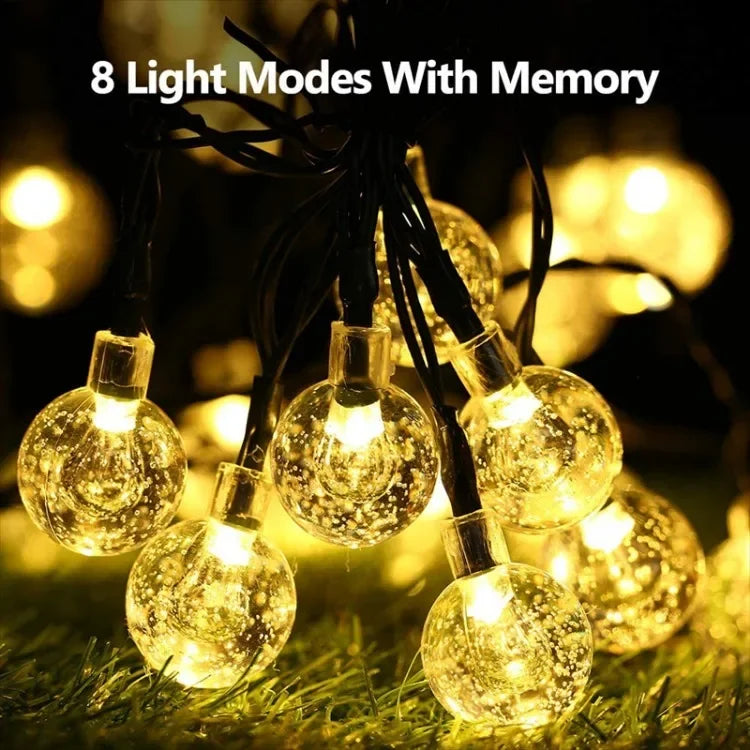 Solar String Lights Outdoor Solar Powered Light Led Crystal Globe Light With 8 Modes Waterproof for Garden Christmas Party Decor