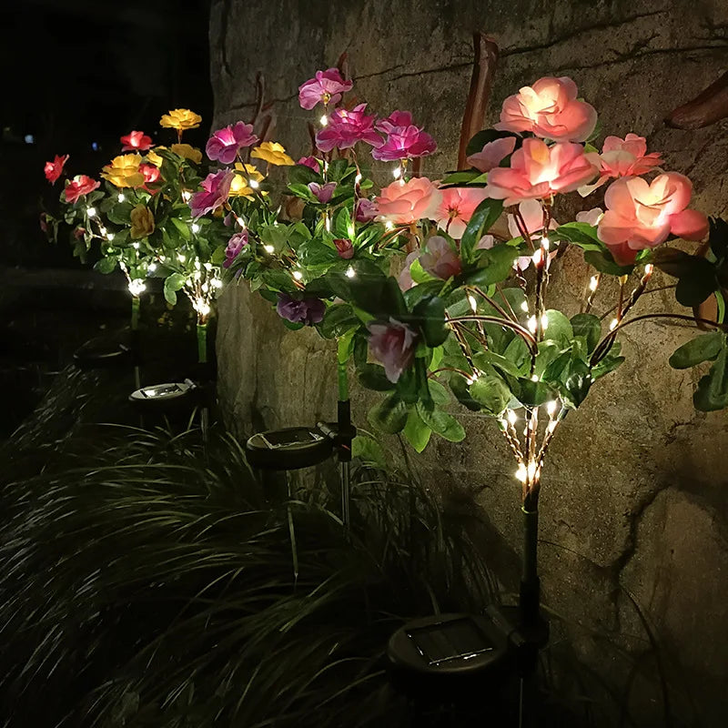 Solar Garden Lights Wild Flower Chrysanthemum Stake Lawn Lamp Waterproof Garden Butterfly Lamps Yard Art for Home Decoration