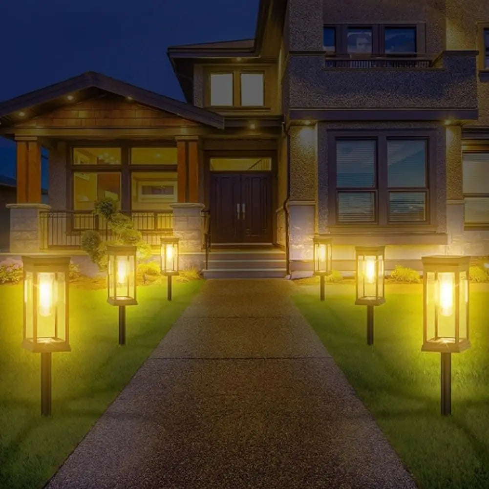 Solar Powered Incandescent Bulbs Pathway Lights Waterproof Garden Walkway Yard Backyard Lawn Landscape Lighting