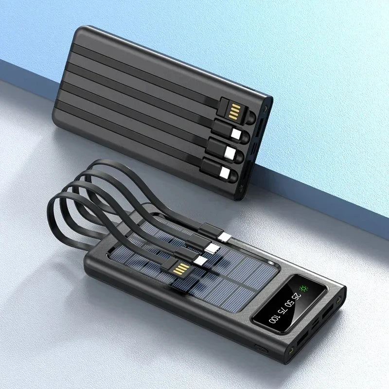 200000mAh Solar Power Bank Large Capacity Mobile Charging Outdoor Fast Charging 2 LED Light Suitable For iPhone Xiaomi Huawei