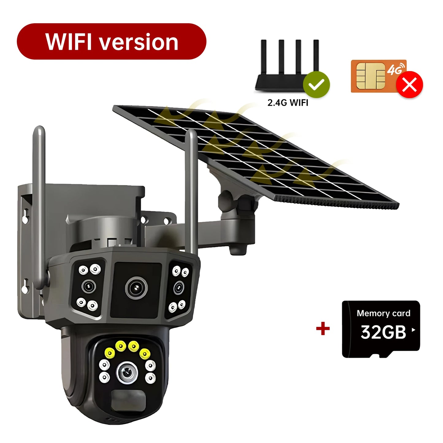 4G sim solar camera,4K dual lens, 10X,outdoor security network camera,wireless WIFI solar closed-circuit television,V380