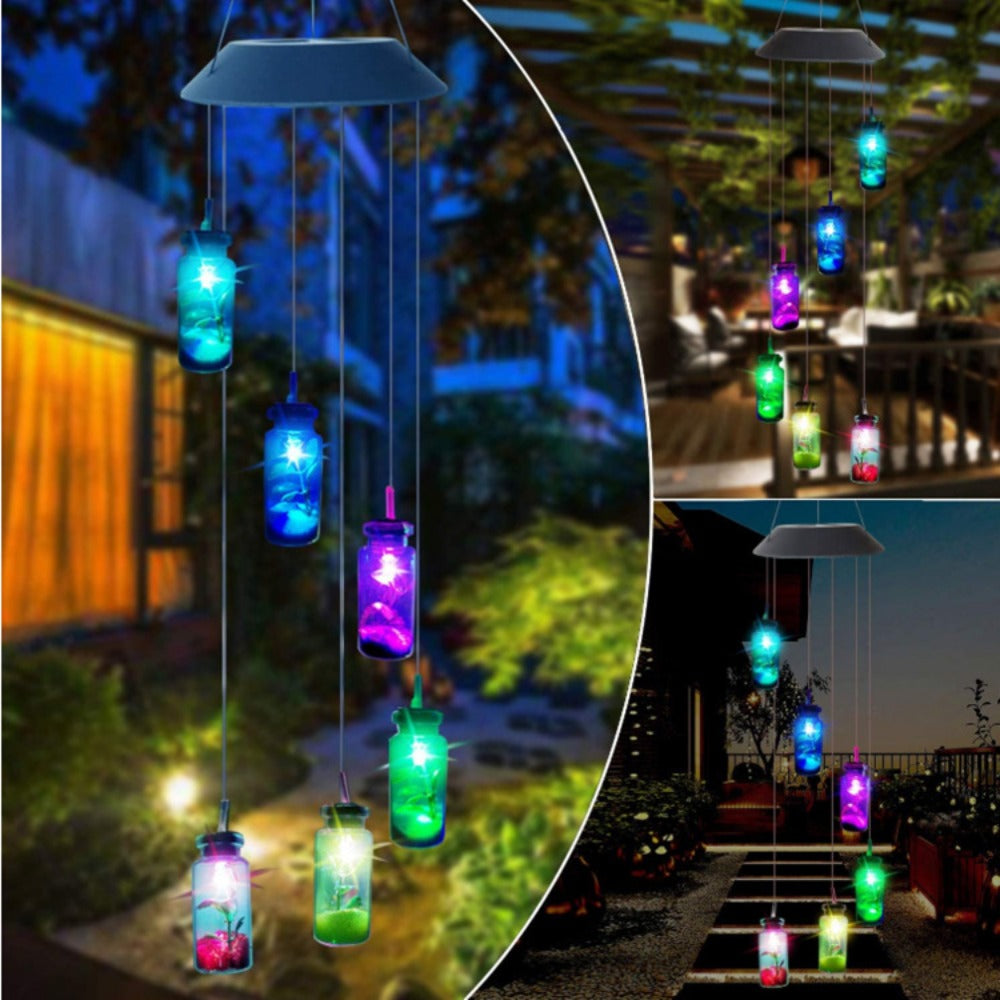 Solar Light Butterfly Windchime Light Rechargeable Christmas All Hallows' Day Party Atmosphere Landscape Balcony Decoration Lamp