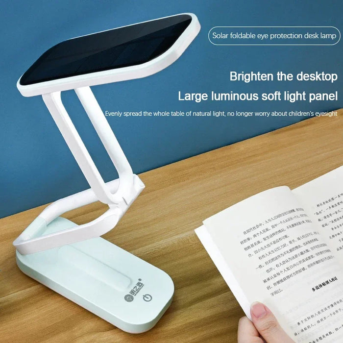 Foldable Solar Powered Desk Lamps and USB Rechargeable Eye Protection Reading Lights Room Bedside Dimmable Desk Night Lighting