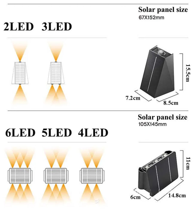 Solar Wall Lights Outdoor Garden Lighting External Solar Powered Led Outdoor Lamp Wall Sconces Yard and Garden Decors Decoration