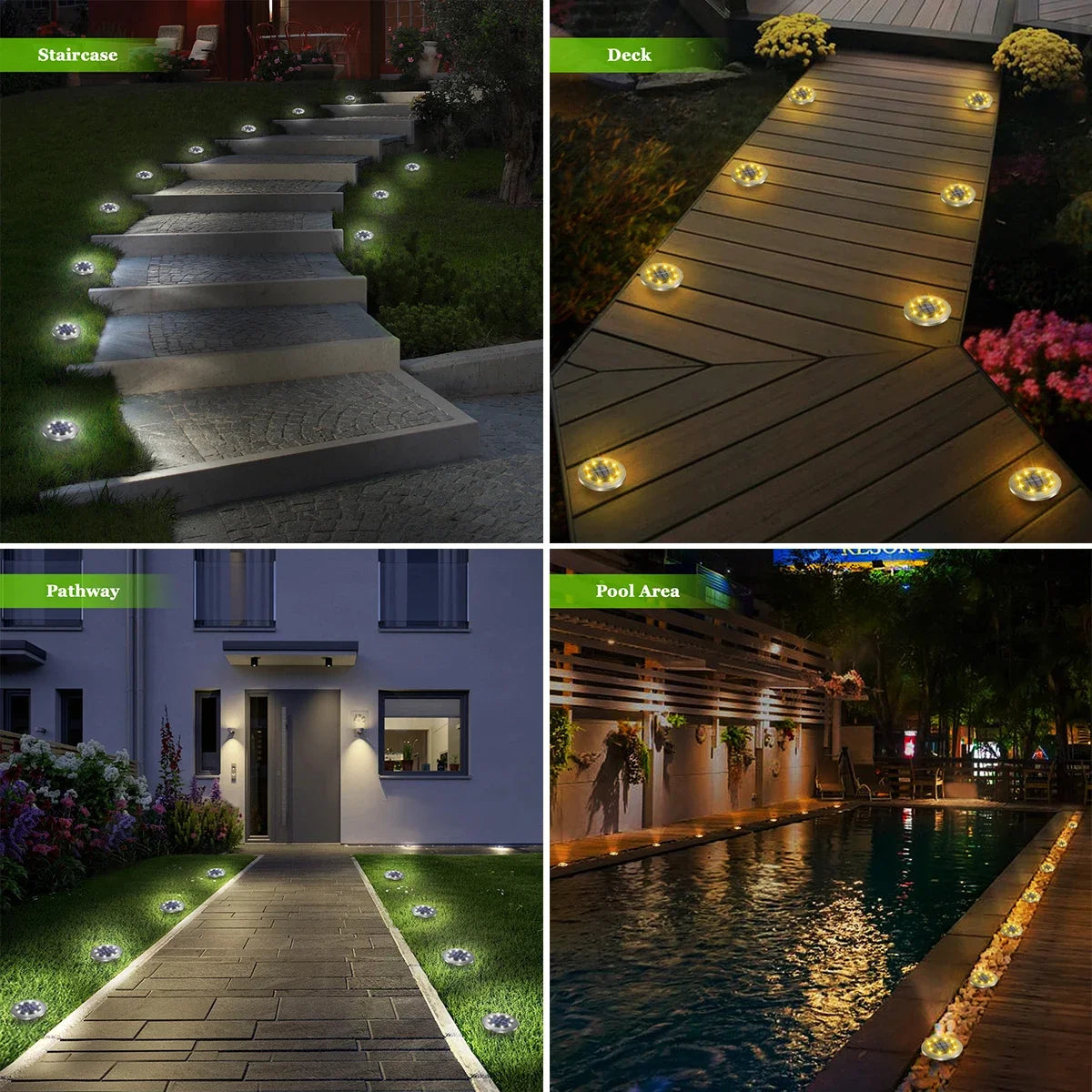 Solar Ground Lights LED Waterproof Solar Garden Lights Outdoor Bright in-Ground Lights Landscape Lighting for Patio Pathway Lawn