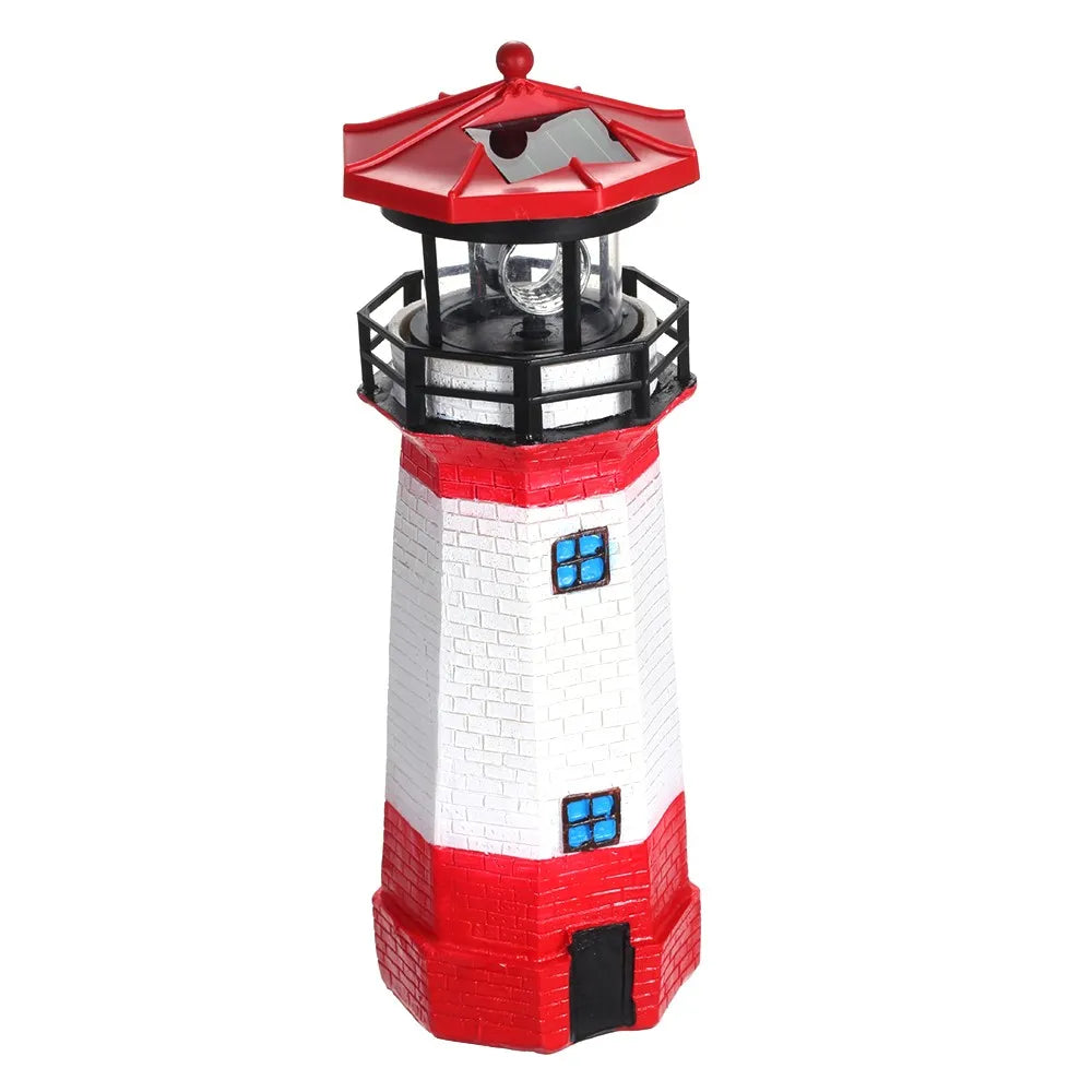 Solar Lighthouse with Rotating Lamp Garden Lights Outdoor Decorative LEDs Light for Path Yard Lawn Patio Drop shipping