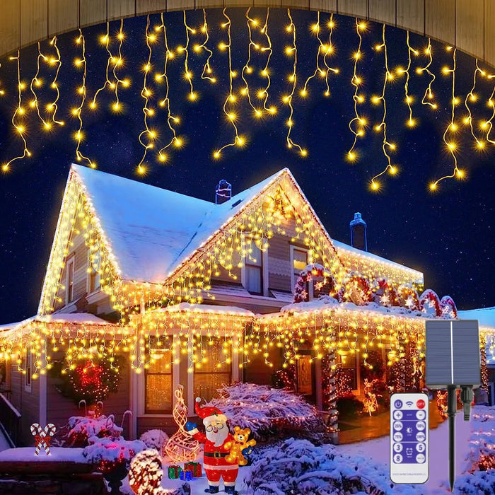 Solar Outdoor Light Garland Christmas Decorations 2023 Street Garland 8 Modes Festoon Led Light String with Remote Control