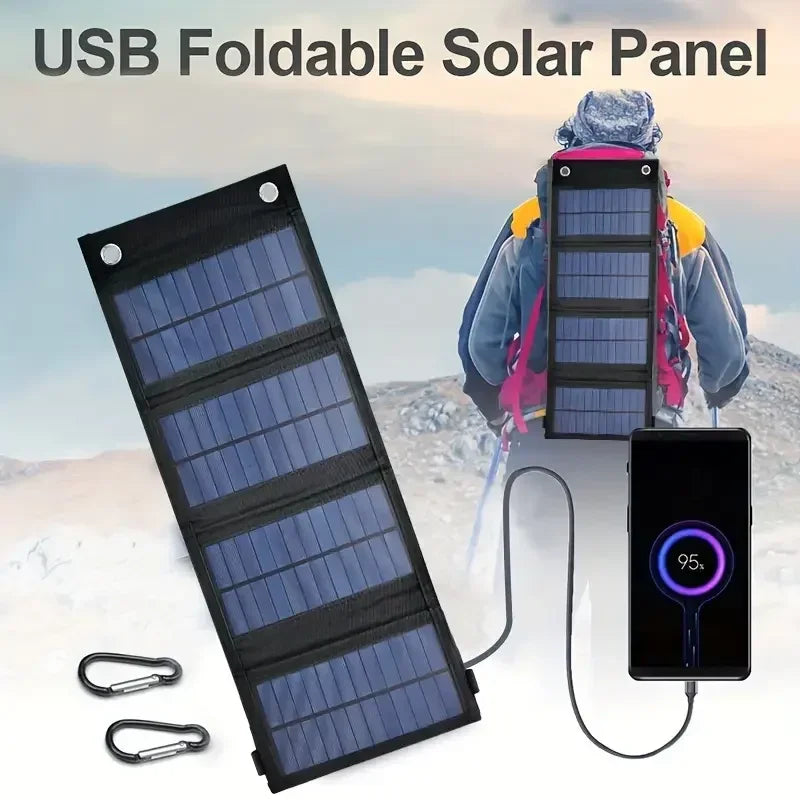 20W Foldable Solar Panel 5V USB Portable Battery Charger for Cell Phone Outdoor Waterproof Power Bank for Camping Accessories