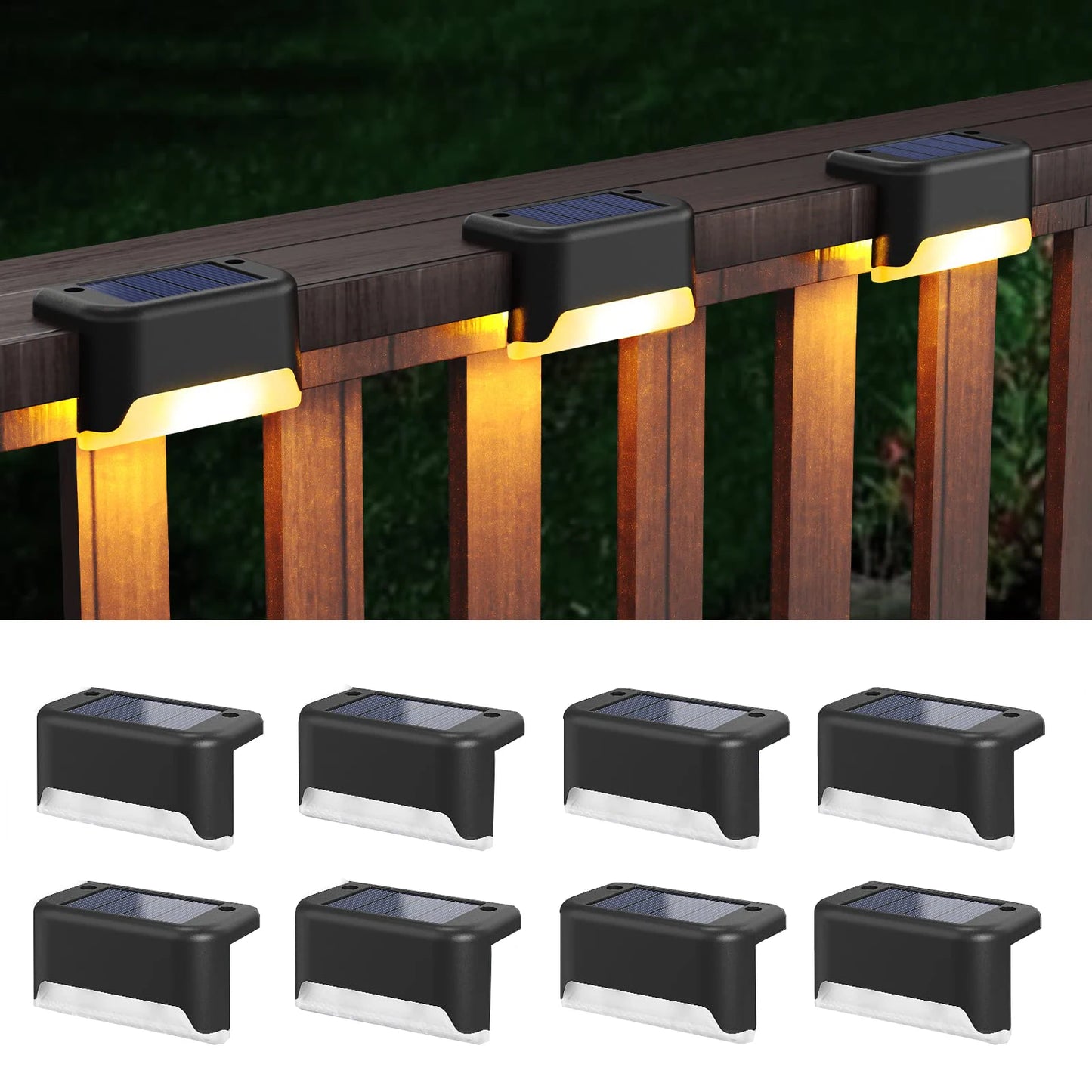 Solar Step Deck Fence Lights Outdoor Waterproof Led Path Light for Patio Stairs Garden Pathway Step Fences Outside Solar Lamp