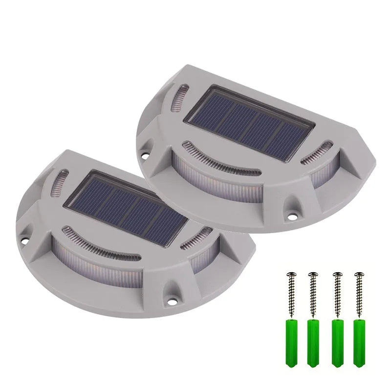 Solar Stair Step Light 2 Colors in 1 Outdoor Solar Deck Waterproof LED Driveway Marker Security Lamp Outside Pathway Garden Lamp