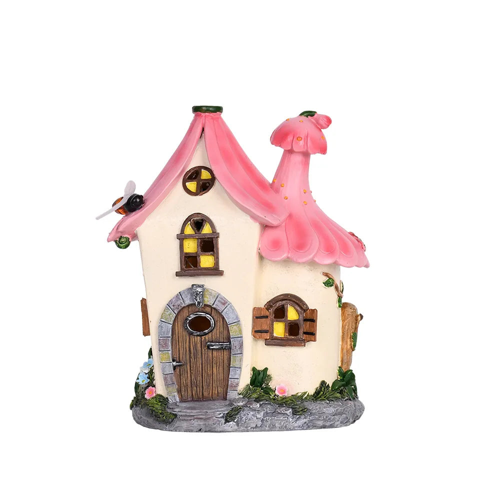 Solar Resin Cabin Christmas Outdoor Courtyard Garden Decoration Led Nightlight Fairy Tale Atmosphere Creative Ornament