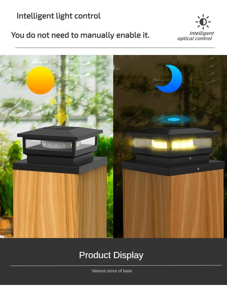 Solar Light Outdoor Waterproof Solar Post Light Villa Column Lamp Fence Gate Pillar Head LED Lamp For House Gate Patio Garden